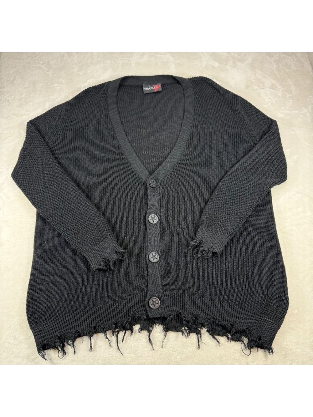 Killstar The Antisocials Cardigan Black Oversized Grunge Gothic Distressed Unise